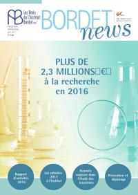Bordet News 118 - Plus de 2.3 millions € à la recherche en 2016